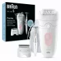 Braun Silk-épil 5 SE5-230 Epiliatorius, rožinė, balta, 28 pincetai, MicroGrip, 0,5 mm, baterija, įmontuota baterija