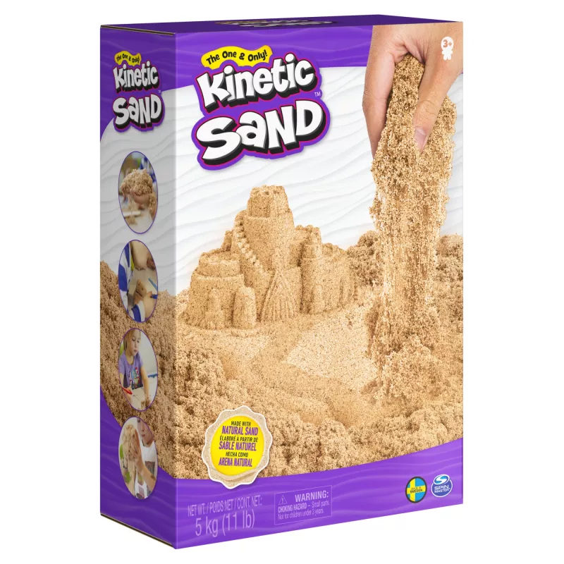 Kinetic Sand 5kg natūraliai ruda žaidimų smėlis pojūčiams ir kūrybai