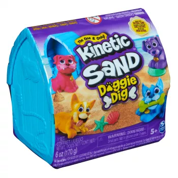 Kinetinio smėlio rinkinys Spinmaster Kinetic Sand Doggie Dig su formelėmis, įvairiaspalvis, nuo 5 metų