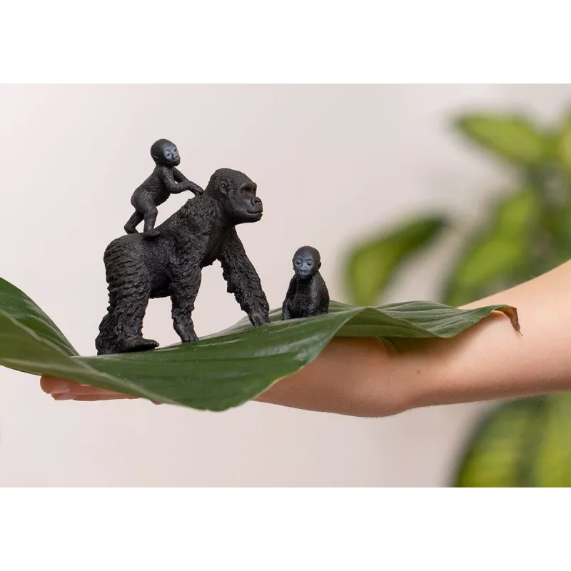 Schleich WILD LIFE Gorillų šeima, 3 m., Džiunglės, Laukiniai gyvūnai / nuotykių žaislai, Juoda, Pilka