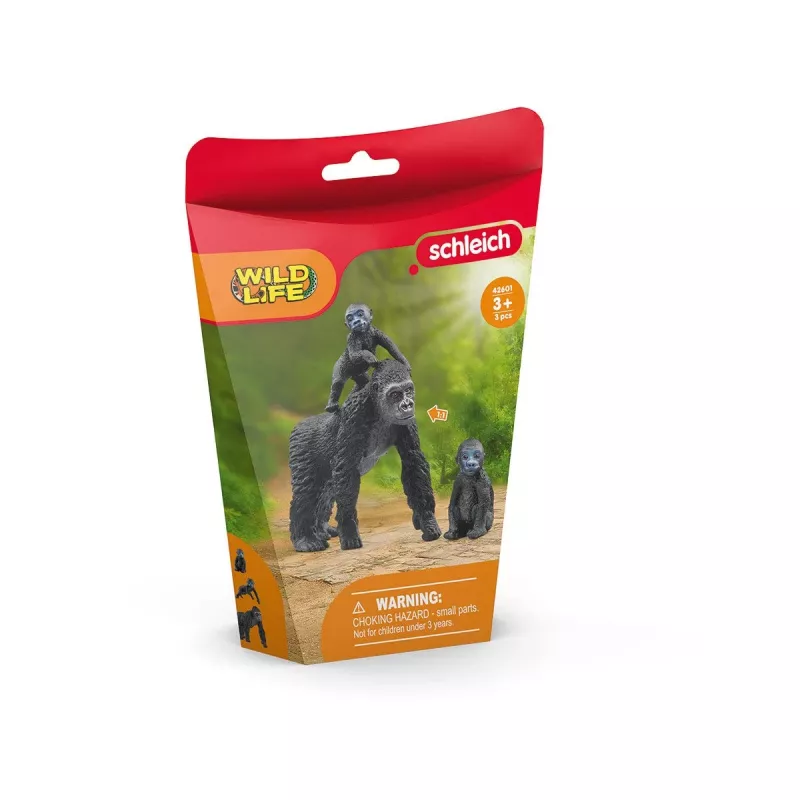 Schleich WILD LIFE Gorillų šeima, 3 m., Džiunglės, Laukiniai gyvūnai / nuotykių žaislai, Juoda, Pilka