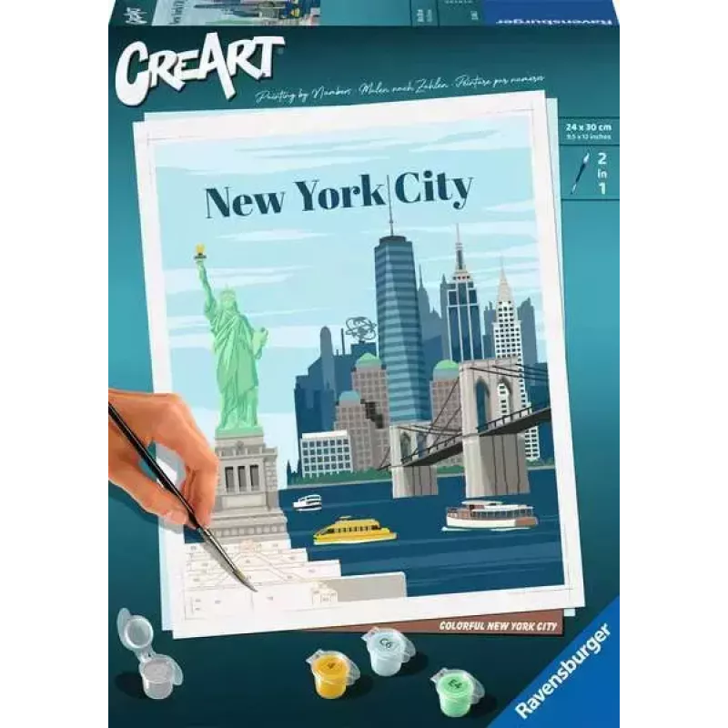 Piešimo rinkinys Ravensburger CreArt — Spalvingas Niujorkas (tapyba pagal numerius)