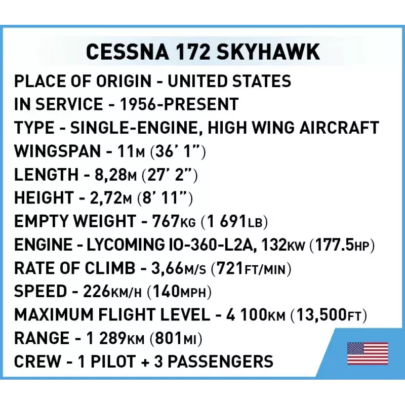 Konstruktorius Cobi Cessna 172 Skyhawk White statybinis rinkinys