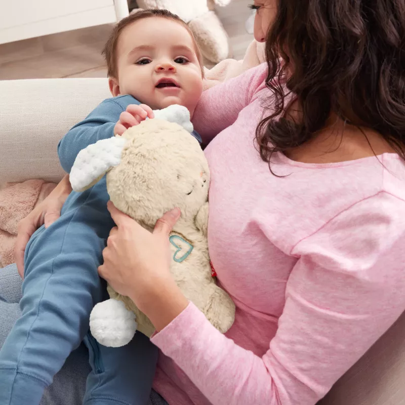 Fisher-Price Soothe & Settle Bunny – minkštas zuikis su garsais ir judesiu