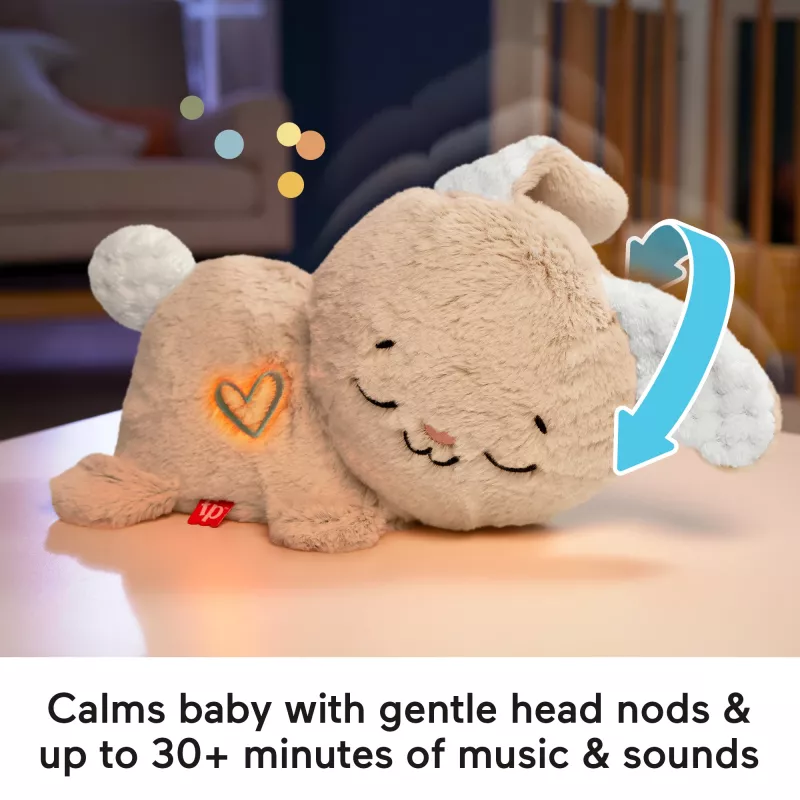 Fisher-Price Soothe & Settle Bunny – minkštas zuikis su garsais ir judesiu