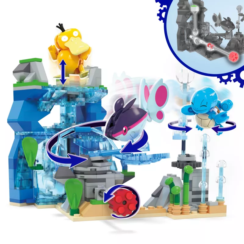 MEGA Pokémon Vandens nuotykių konstravimo rinkinys su 3 veikėjų figūrėlėmis (319 dalių) vaikams