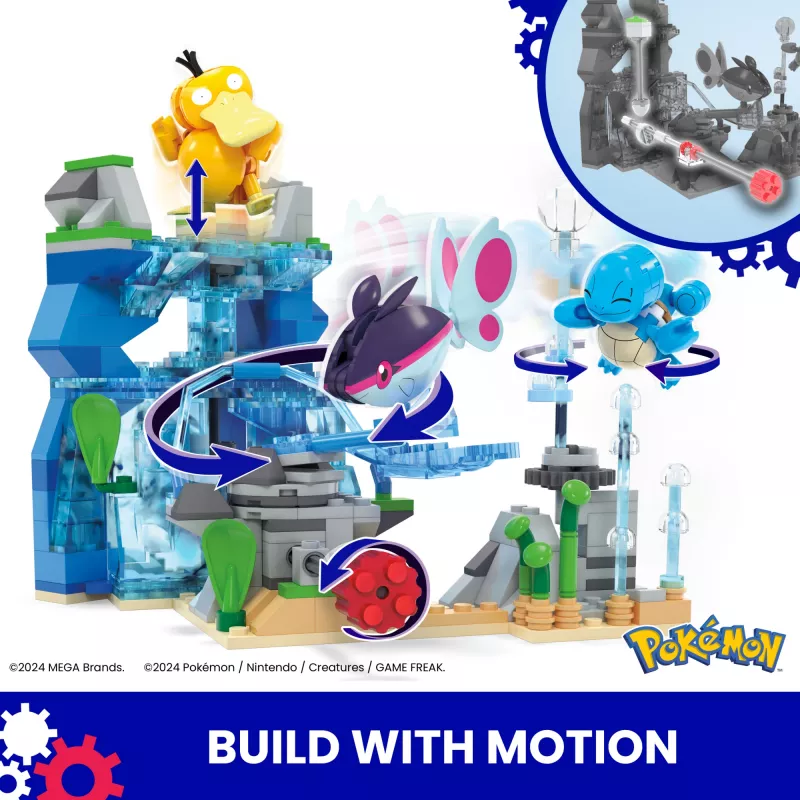 MEGA Pokémon Vandens nuotykių konstravimo rinkinys su 3 veikėjų figūrėlėmis (319 dalių) vaikams