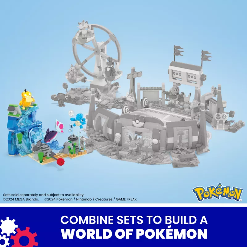 MEGA Pokémon Vandens nuotykių konstravimo rinkinys su 3 veikėjų figūrėlėmis (319 dalių) vaikams
