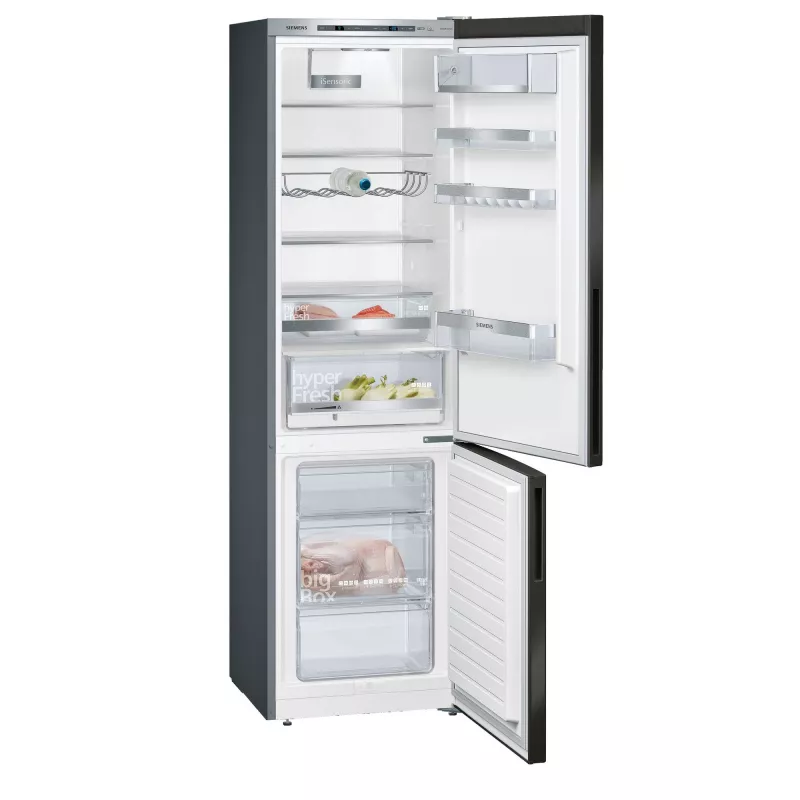 Šaldytuvas su šaldikliu Siemens iQ500 KG39E8XBA, 343 L, juodas, nerūdijantis plienas