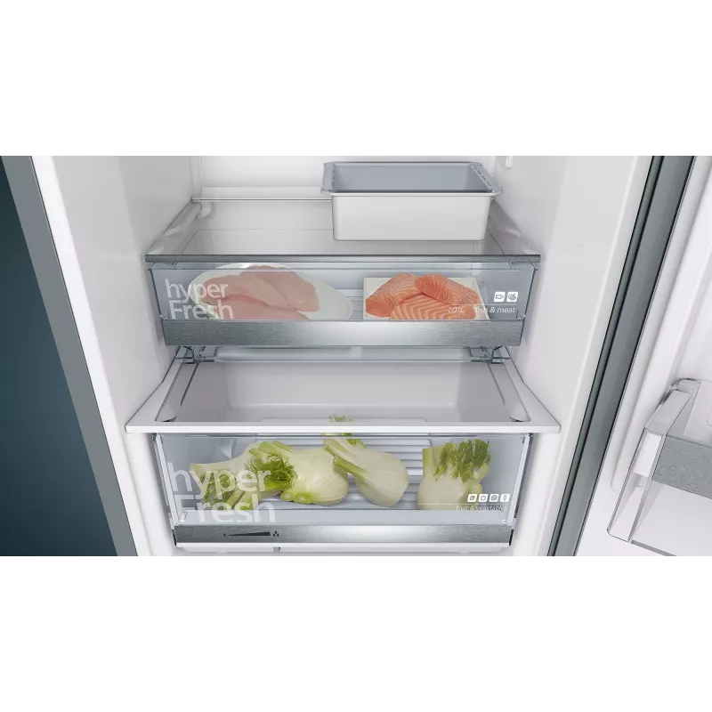 Šaldytuvas su šaldikliu Siemens iQ500 KG39E8XBA, 343 L, juodas, nerūdijantis plienas