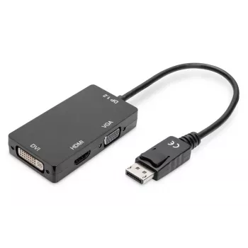 DIGITUS ASSMANN DisplayPort keitiklio laidas, DP - HDMI+DVI+VGA M-F/F/F, 20cm 3 viename