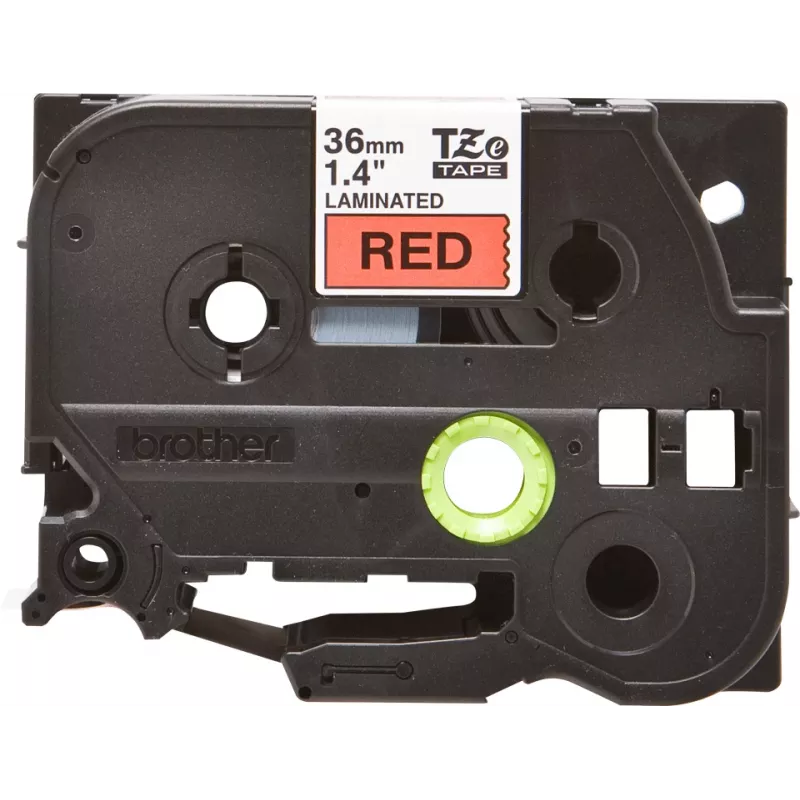 Laminuota juosta Brother TZe461 36 mm juoda ant raudono fono