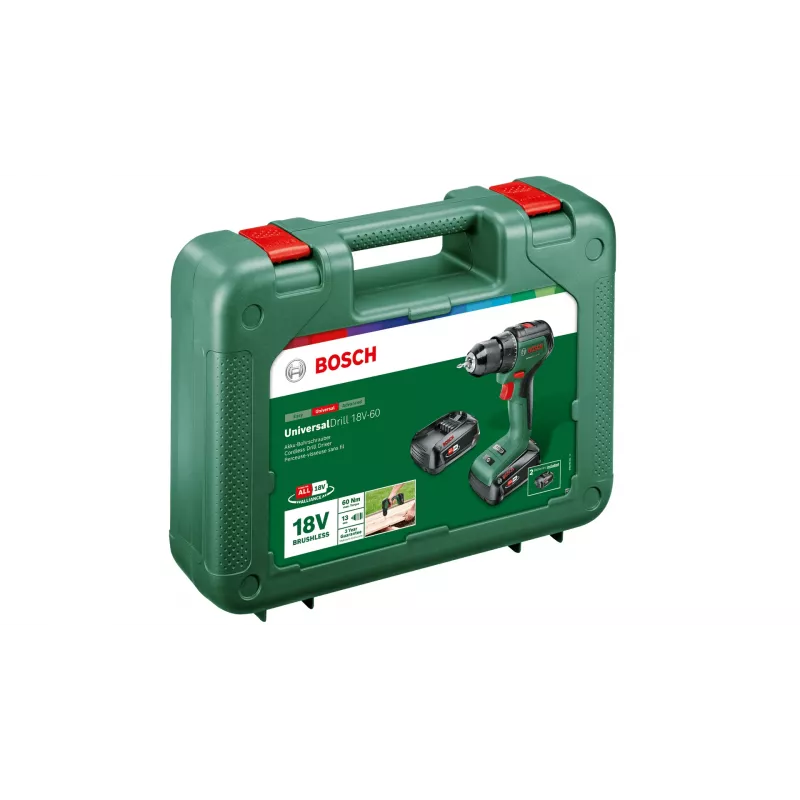 Bosch UniversalGręžtuvas 18V-60 1900 RPM Bepaketis 1.3 kg Juoda, Žalia
