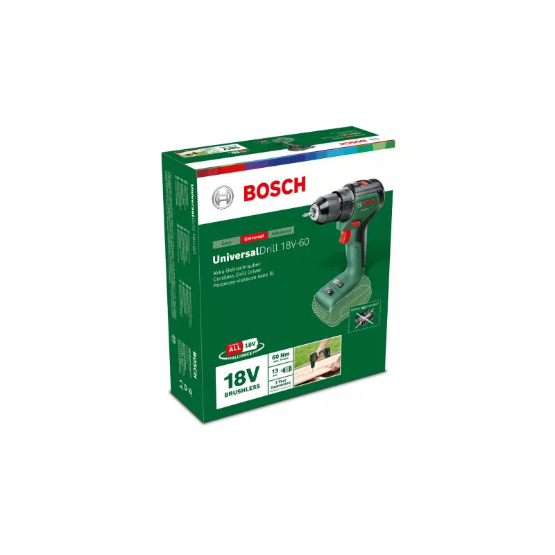 Bosch Universal Drill 18V-60 belaidis gręžtuvas-suktuvas 1900 RPM 1,3 kg juodas, žalias