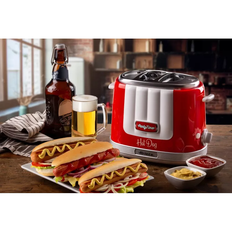Ariete 206 Hot Dog Maker Party Time, 650 W, sumuštiniai ir dešrelės, raudona