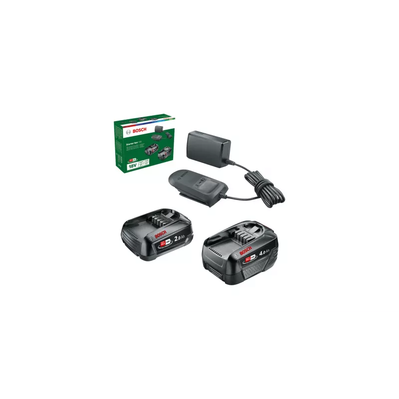 Bosch Starter-Set 18V - 2 x Akumuliatorius (2,0 Ah + 4,0 Ah) Baterijų ir įkroviklio rinkinys