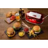 Ariete 205 Hamburger Maker Party Time, mėsainių gaminimo aparatas, 1200 W, dvigubos nelimpančios plokštės, 2 skyriai, lengvai valomas, raudonas