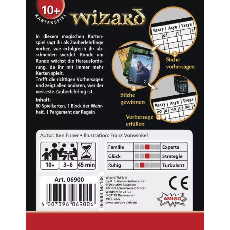 Kortų žaidimas AMIGO Wizard (model 06900) – strateginis šeimos žaidimas, nuo 10 metų, 45 min