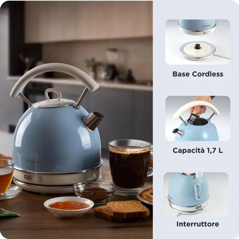 Ariete 2877 Virdulys Vintage, 1,7 L, belaidis, šviesiai mėlynas