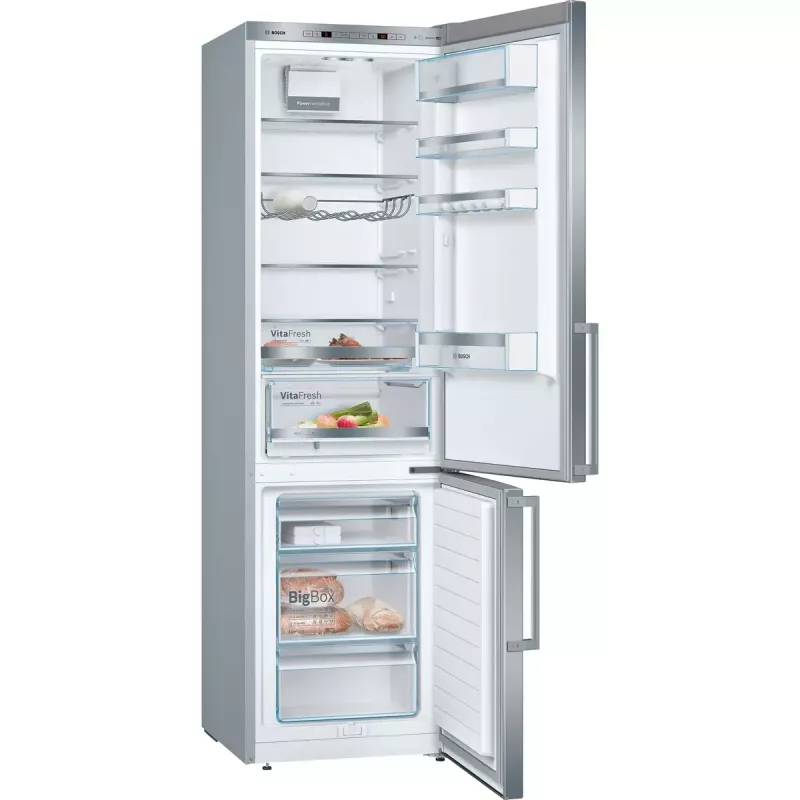 Šaldytuvas-šaldiklis Bosch Serie 6 KGE398IBP — 343 L, nerūdijantis plienas, dešinės pusės durys