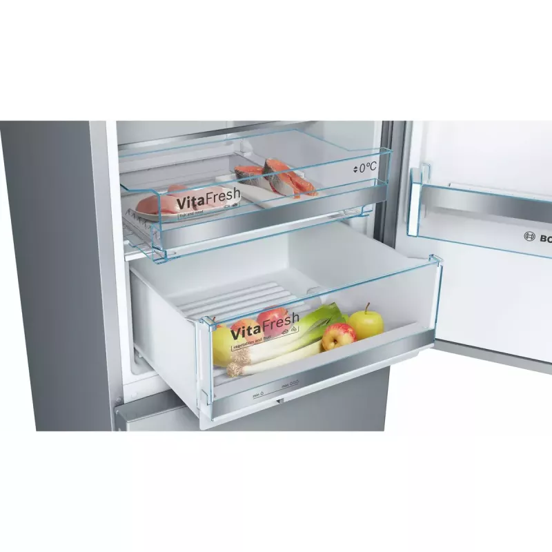 Šaldytuvas-šaldiklis Bosch Serie 6 KGE398IBP — 343 L, nerūdijantis plienas, dešinės pusės durys