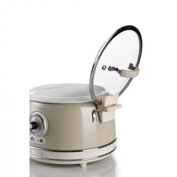 Ariete 2904 ryžių virimo aparatas – elektrinis ryžių virimo aparatas su keramikiniu dubeniu – naminiams sušiams – multivirimo aparatas – Vintage linija – 3,5 l – 650 W – smėlio spalvos