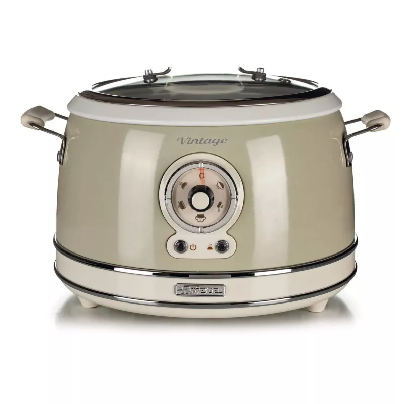 Ariete 2904 ryžių virimo aparatas – elektrinis ryžių virimo aparatas su keramikiniu dubeniu – naminiams sušiams – multivirimo aparatas – Vintage linija – 3,5 l – 650 W – smėlio spalvos