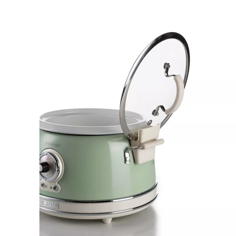 Ariete 2904 Ryžių viryklė - elektrinė ryžių viryklė su keramikiniu dubeniu - naminiai sušiai - multiviryklė - Vintage linija - 3,5 l - 650 W - žalia