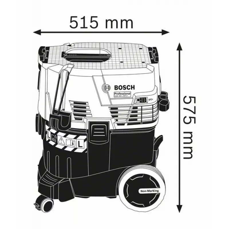 Bosch GAS 35 L SFC+ Professional dulkių siurblys šlapiam ir sausam valymui, 1200 W, juodas/mėlynas