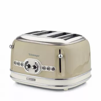 Ariete 156 4 plytelių vintage skrudintuvas, 1600 W, 6 skrudinimo lygiai, nerūdijantis plienas dažytas pasteline smėlio spalva, be sumuštinių narvelių