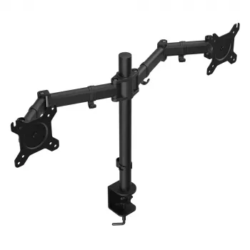 Monitorio laikiklis ENDORFY Atlas Double 2 ekranams 27 colių (68,6 cm), spaustuvas, VESA 75x75–100x100, 8 kg vienam ekranui, juodas