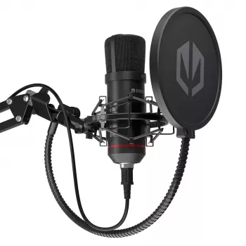 Mikrofonas PC ENDORFY Solum – USB-C laidinis kardioidinis mikrofonas, 16 bitų/48 kHz, 18–21000 Hz, stalo laikiklis, 2,9 m laidas, ausinių išvestis, pop filtras