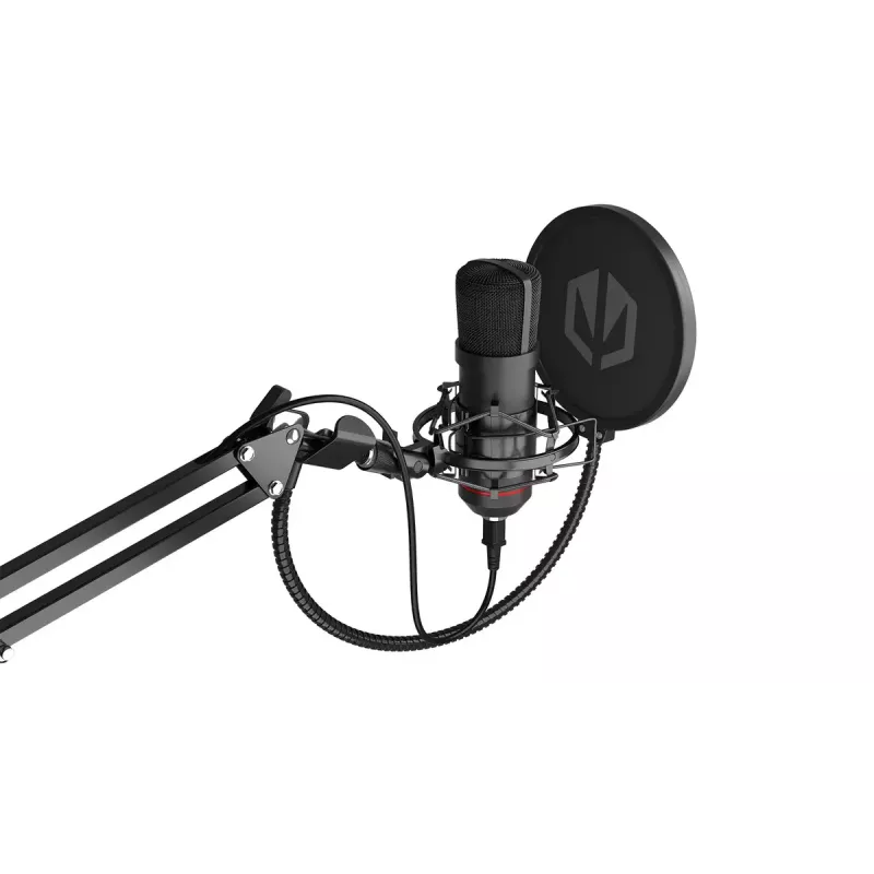 Mikrofonas PC ENDORFY Solum – USB-C laidinis kardioidinis mikrofonas, 16 bitų/48 kHz, 18–21000 Hz, stalo laikiklis, 2,9 m laidas, ausinių išvestis, pop filtras