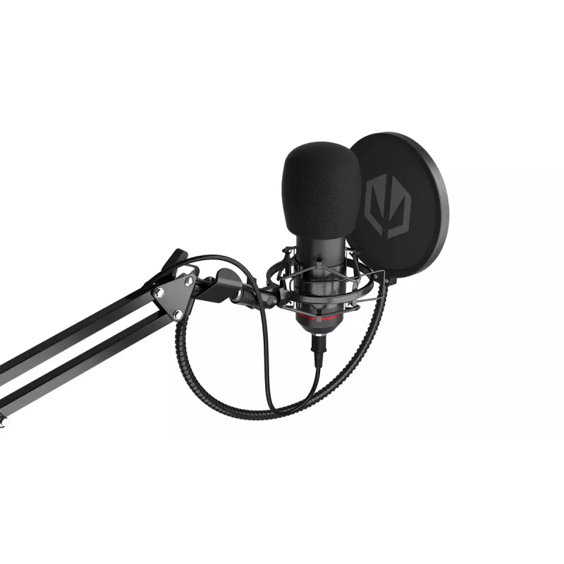 Mikrofonas PC ENDORFY Solum – USB-C laidinis kardioidinis mikrofonas, 16 bitų/48 kHz, 18–21000 Hz, stalo laikiklis, 2,9 m laidas, ausinių išvestis, pop filtras