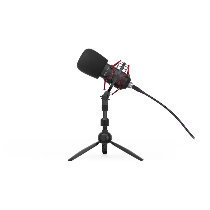 Mikrofonas PC ENDORFY Solum Streaming T – USB laidinis, 24 bitų / 48 kHz, 18–21000 Hz, stalinis stovas, ausinių išvestis, juodas