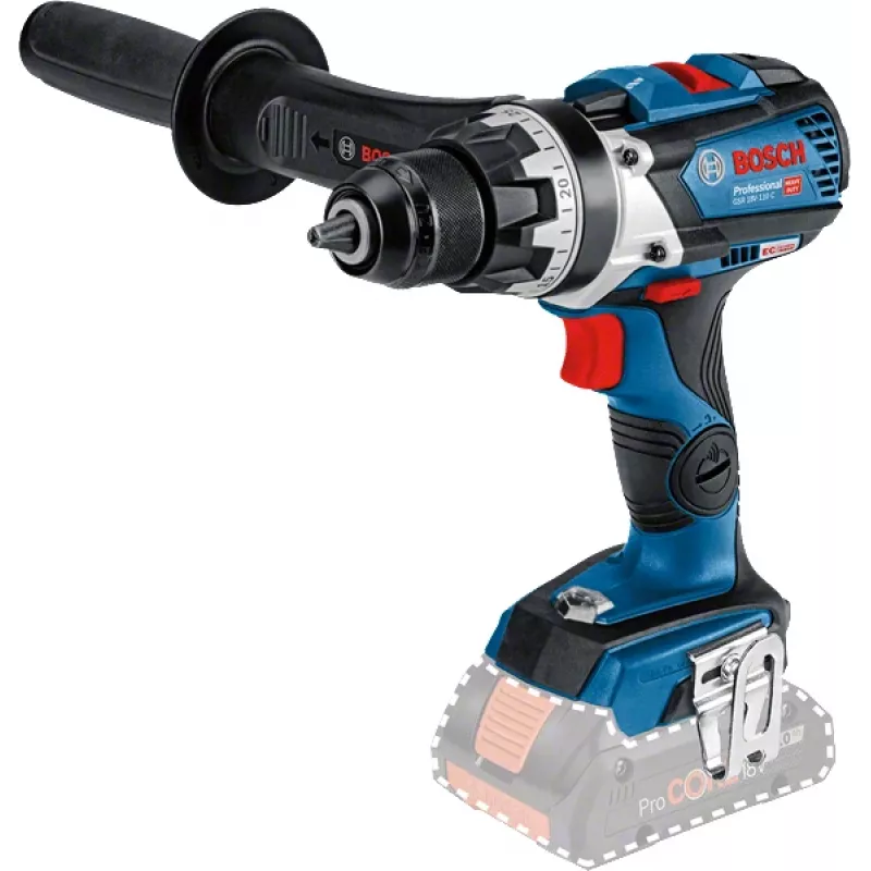 Bosch GSR 18V-110 C gręžtuvas su 2 akumuliatoriais, 2100 RPM, be rakto, juodos ir mėlynos spalvos