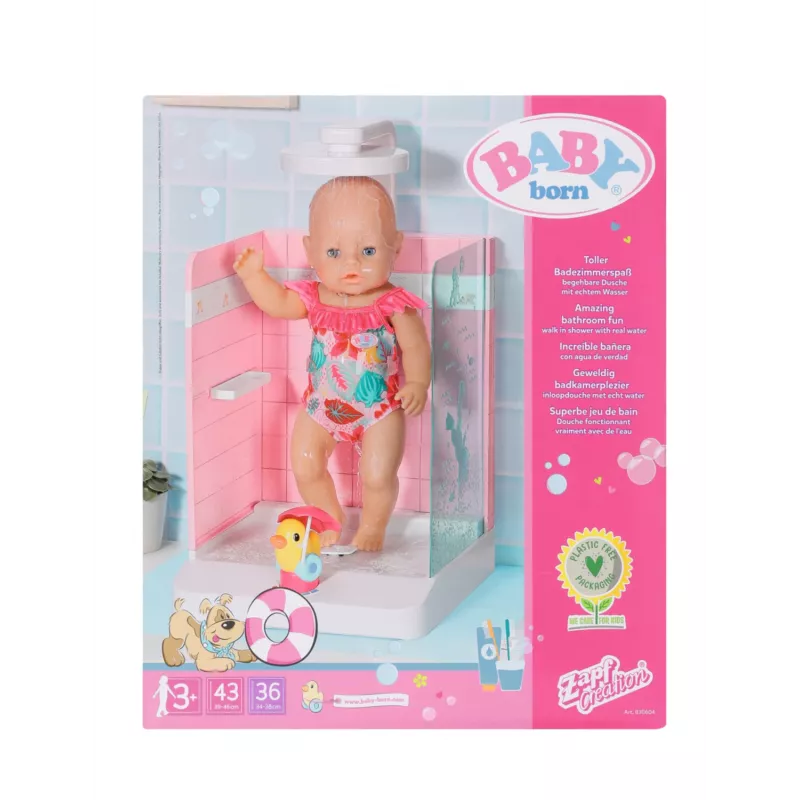 Lėlės vonios kambarys BABY born Bath Walk in Shower, rekomenduojamas nuo 3 metų