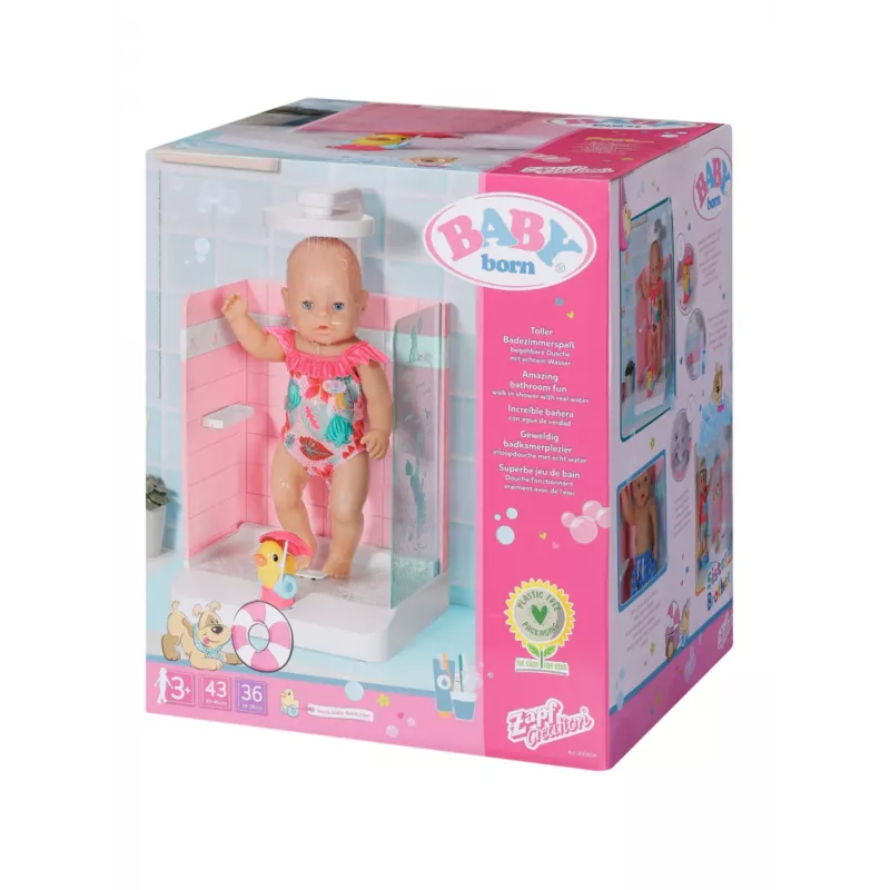 Lėlės vonios kambarys BABY born Bath Walk in Shower, rekomenduojamas nuo 3 metų