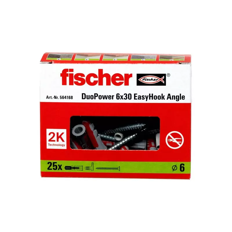Fischer 564168 kabliukų ir kaiščių rinkinys 25 vnt. 6 mm gręžimo skylė