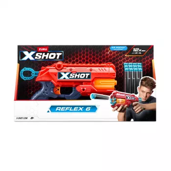 Pistoletas su strėlėmis ZURU XSHOT Excel Reflex 6, 12 strėlių, įvairiaspalvis