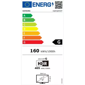 Samsung Q80D GQ85Q80DATXZG televizorius 2.16 m (85 col.) 4K Ultra HD Smart TV Wi-Fi sidabrinis