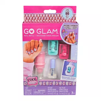 Cool Maker GO GLAM Nagų rinkinio papildymas, Vienaragio undinės dizainas, 80 nagų stiliai (pakuotė gali skirtis), vaikų amatų žaislai nuo 7 metų