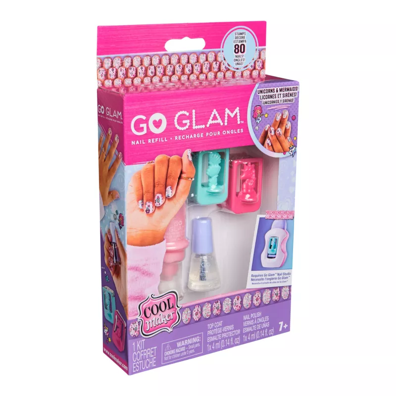 Cool Maker GO GLAM Nagų rinkinio papildymas, Vienaragio undinės dizainas, 80 nagų stiliai (pakuotė gali skirtis), vaikų amatų žaislai nuo 7 metų