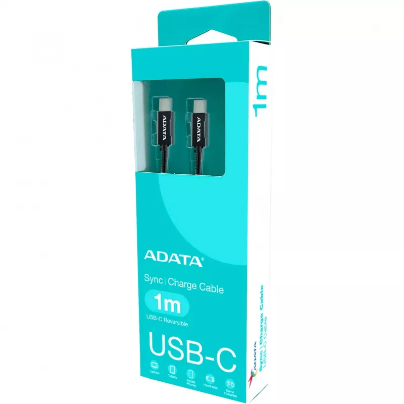 USB-C į USB-C laidas ADATA CACC-100PN-BK, USB 2.0, 1 m, juodas