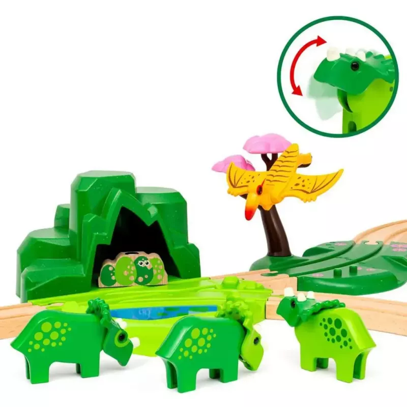 Geležinkelio rinkinys Ravensburger Dinozaurų Deluxe Set BRIO World 63610400 su interaktyviais elementais
