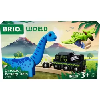 Traukinys BRIO Dinozaurų baterijinis traukinys įvairiaspalvis medinis 3+