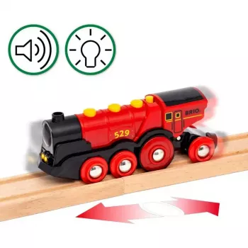 Ravensburger BRIO World raudonas Lola ūkio traukinukų rinkinys – medinis žaislinis traukinukas