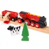 Ravensburger BRIO World raudonas Lola ūkio traukinukų rinkinys – medinis žaislinis traukinukas