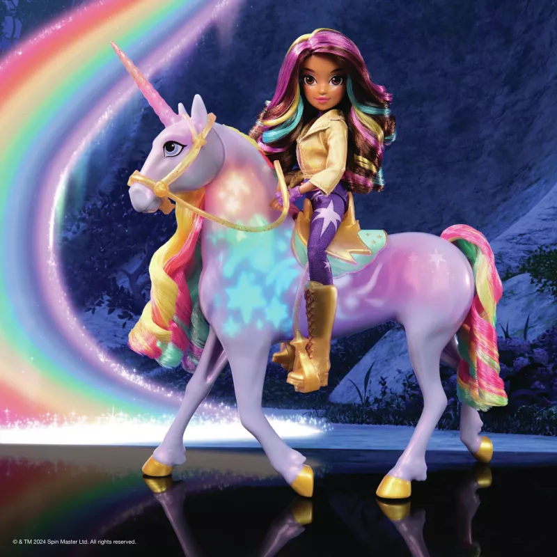 Unicorn Academy Sophia ir šviečiantis interaktyvus žaislinis vienaragis Wildstar su šviesomis, garsais ir muzika, lėlės ir vienaragiai mergaitėms nuo 4 metų