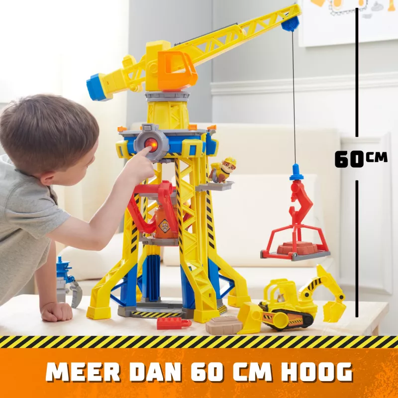 Rubble & Crew Bark Yard Bokštas su Krano Žaislu, Rubble Figūrėle ir Statybiniu Smėliu, PAW Patrol Žaislai Vaikams Nuo 3 Metų